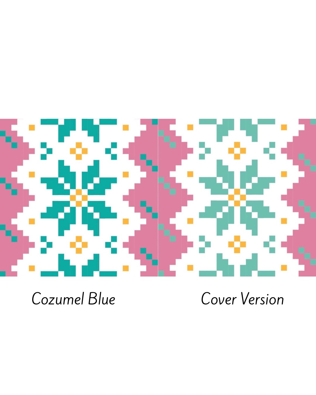 Colorful geometric textile pattern comparison.