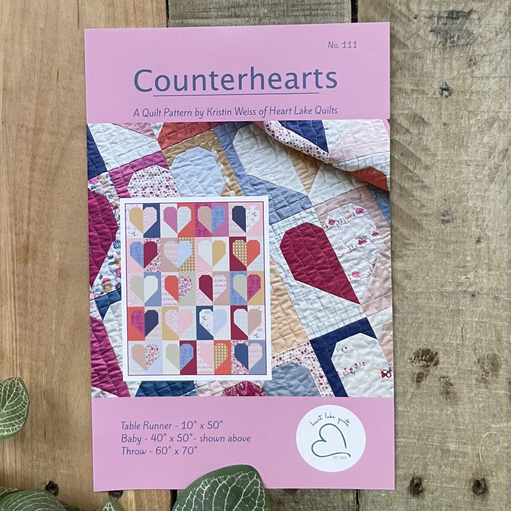 Counterhearts quilt pattern booklet with heart design